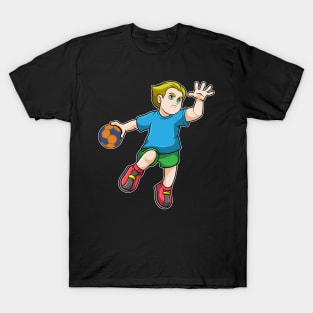 Boy at Jumping throw with Handball T-Shirt
